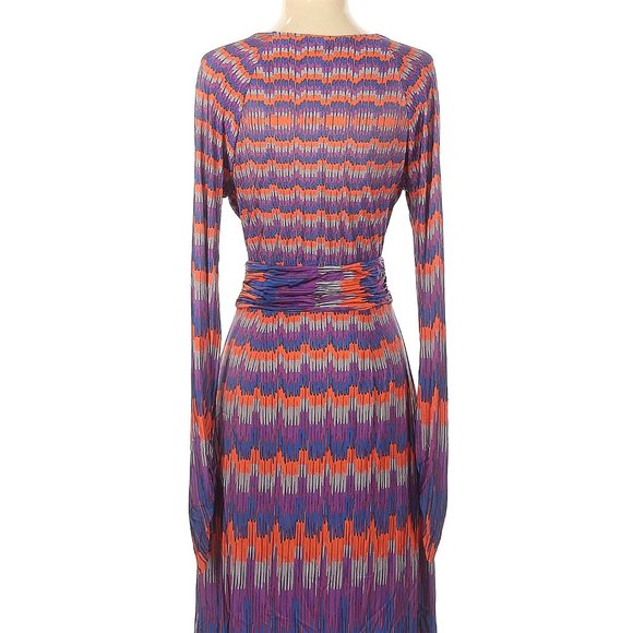 BCBGMAXAZRIA Dress Boho Long Slv V-Neck A-Line Silhouette Sz S #266 - Picture 3 of 4